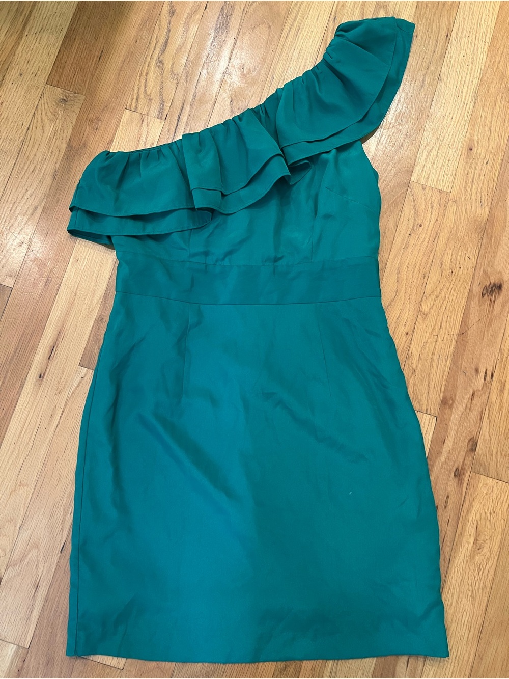 Forever 21 Green One-Shoulder Ruffle Dress
